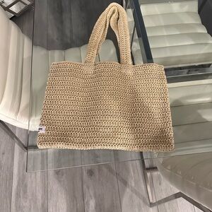 Burberry Tan Woven Tote Bag